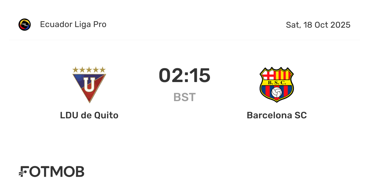 LDU de Quito vs Barcelona SC - live score, predicted lineups and H2H stats