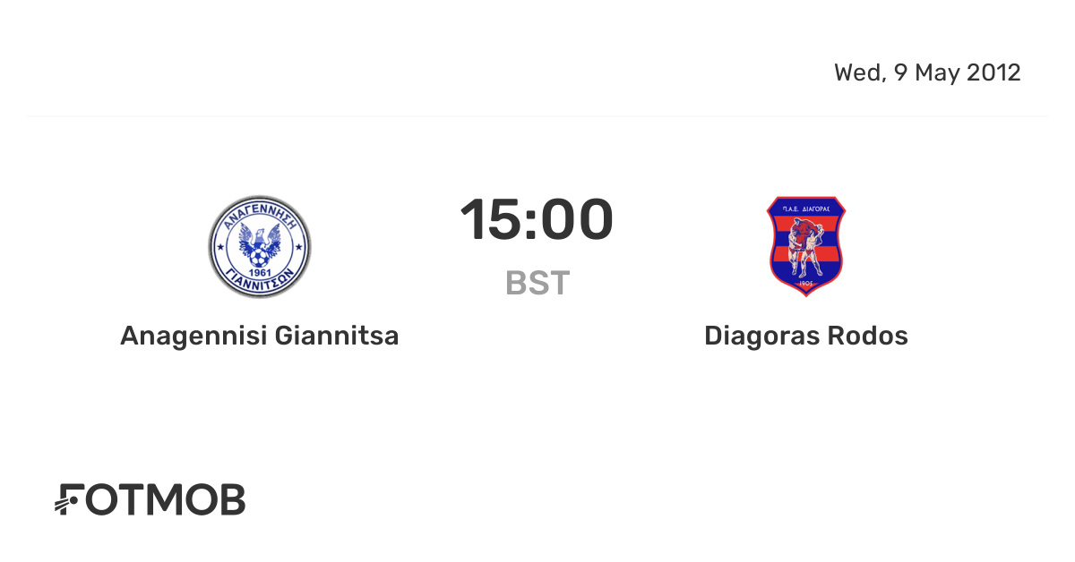 Anagennisi Giannitsa vs Diagoras Rodos live score, predicted lineups