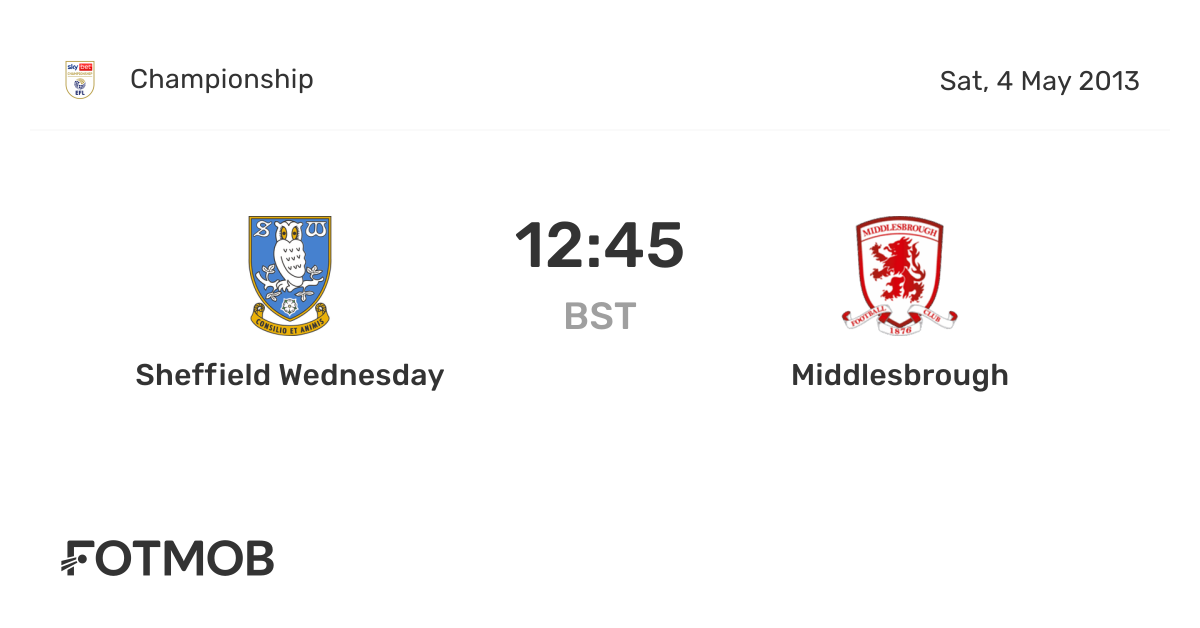 Sheffield Wednesday vs Middlesbrough - live score, predicted lineups ...