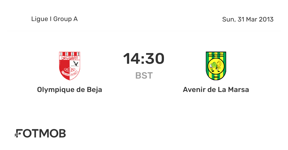Olympique de Beja vs Avenir de La Marsa live score, predicted lineups