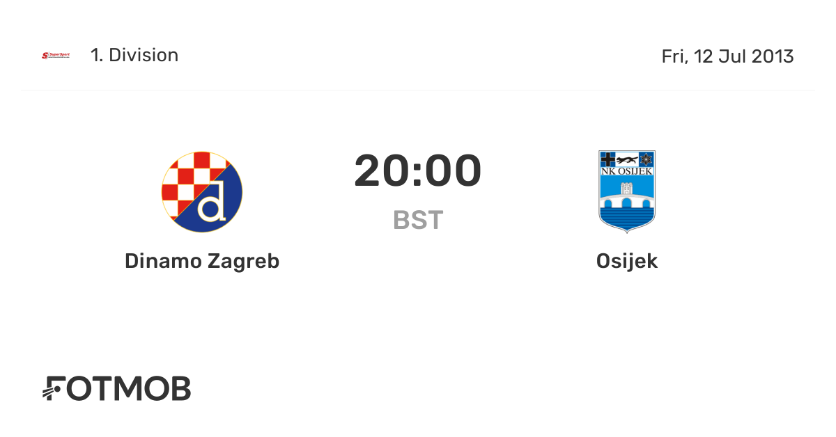 Dinamo Zagreb vs Osijek live score, predicted lineups and H2H stats.