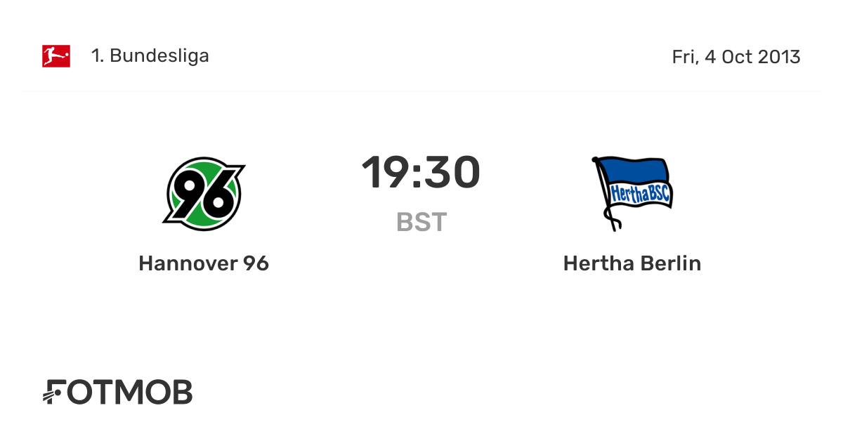 Hannover 96 vs Hertha Berlin live score, predicted lineups and H2H stats.