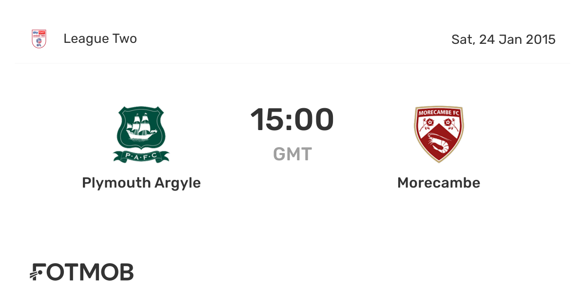 Plymouth Argyle vs Morecambe live score, predicted lineups and H2H stats.