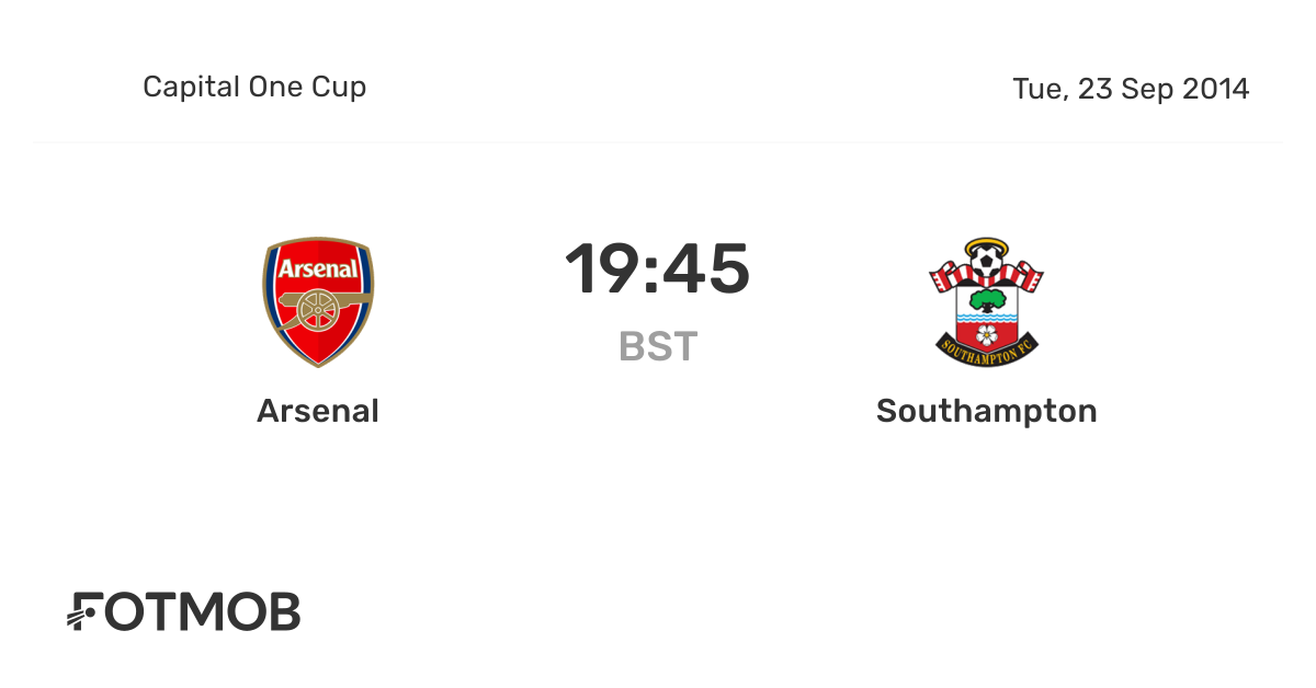 Arsenal vs Southampton live score, predicted lineups and H2H stats.