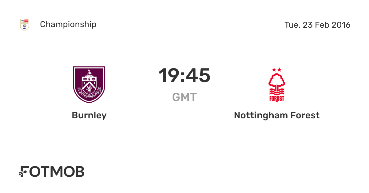 Burnley vs Nottingham Forest live score, predicted lineups and H2H stats.