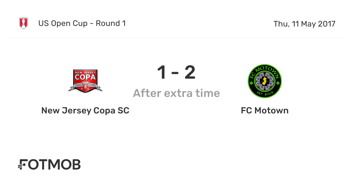 New Jersey Copa Sc Vs Fc Motown On Wed May 10 17 23 Utc Live Results Lineups Shot Map And H2h