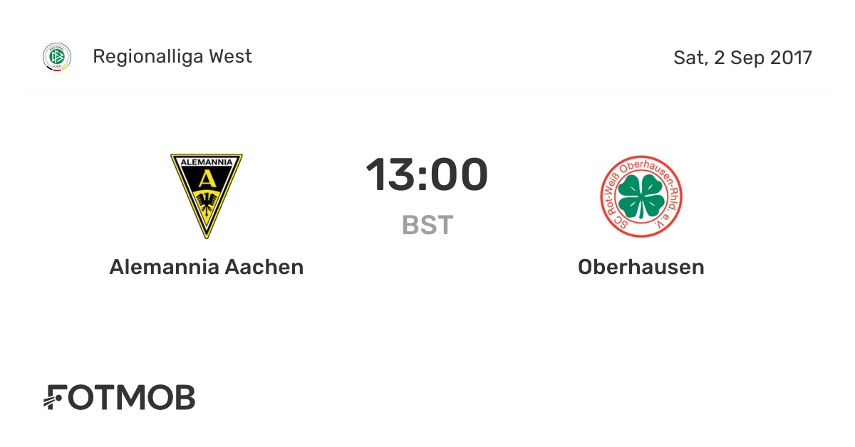 Alemannia Aachen vs Oberhausen live score, predicted lineups and H2H