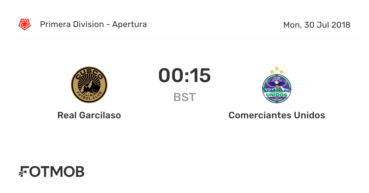 Real Garcilaso Vs Comerciantes Unidos Primera Division On Sun Jul 29 18 23 15 Utc