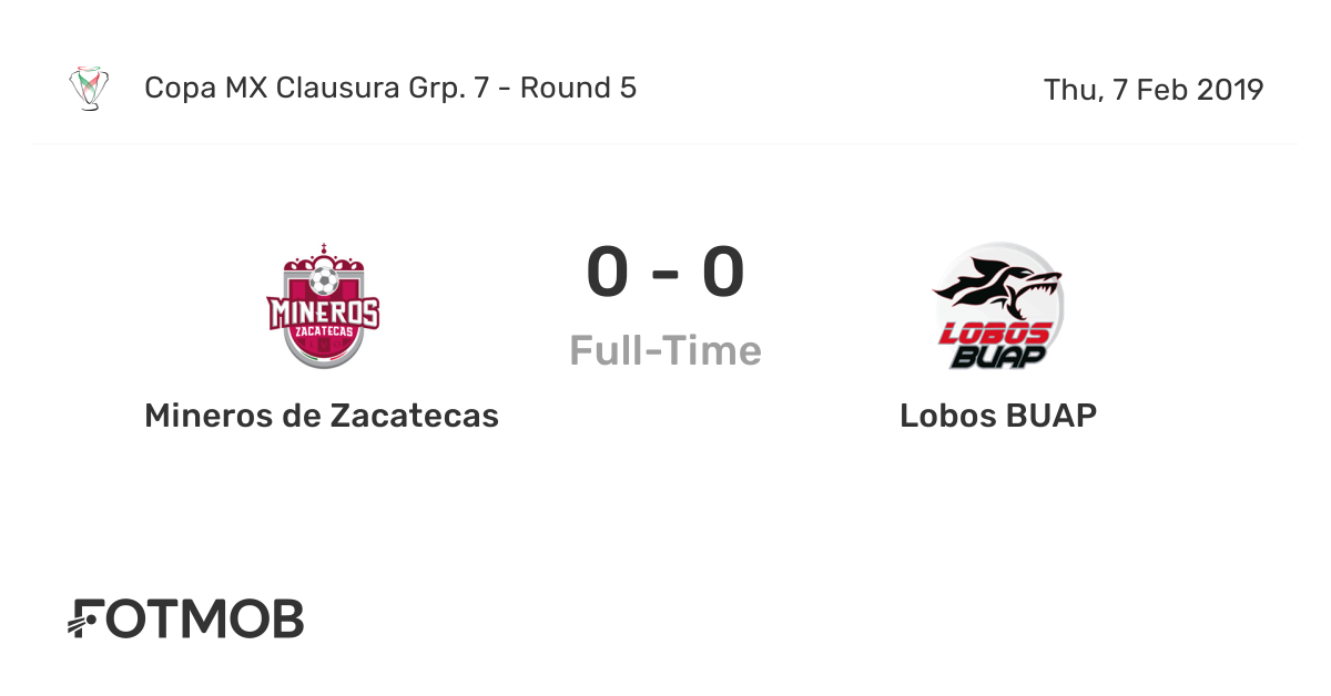 Mineros de Zacatecas vs Lobos BUAP - live score, predicted lineups and H2H  stats.