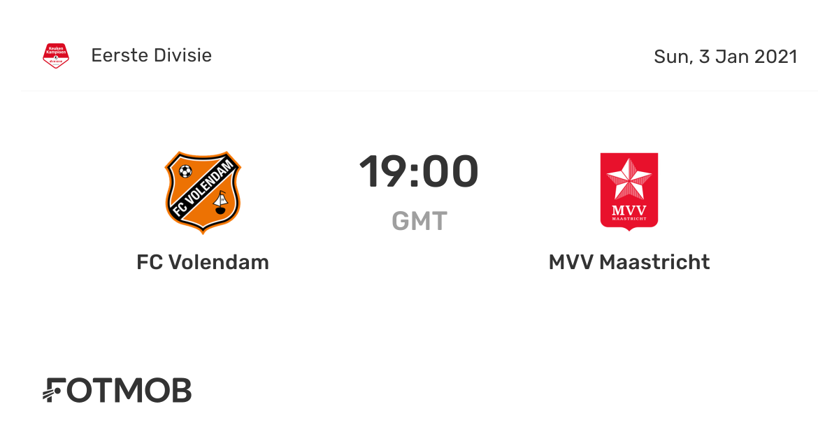 FC Volendam vs MVV Maastricht live score, predicted lineups and H2H stats.