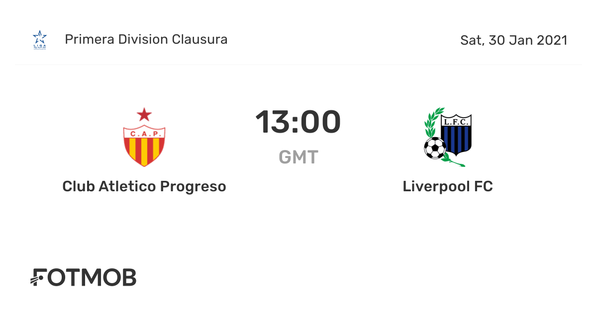 Club Atletico Progreso vs Liverpool FC live score, predicted lineups