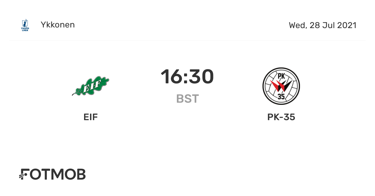 Eif Vs Pk 35 On Wed Jul 28 21 15 30 Utc Live Results Lineups Shot Map And H2h