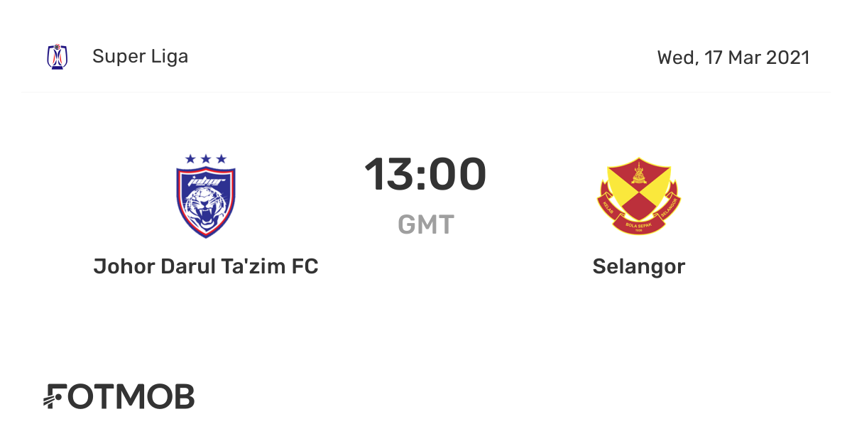 Johor Darul Ta Zim Fc Vs Selangor On Wed Mar 17 2021 13 00 Utc Live Results Lineups Shot Map And H2h
