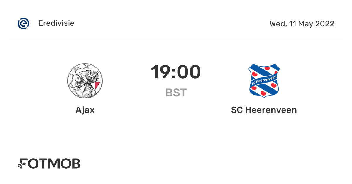 Ajax vs SC Heerenveen live score, predicted lineups and H2H stats.