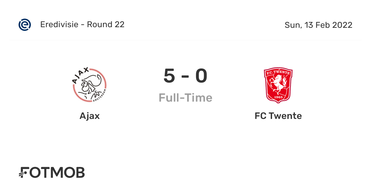 Ajax vs FC Twente live score, predicted lineups and H2H stats.