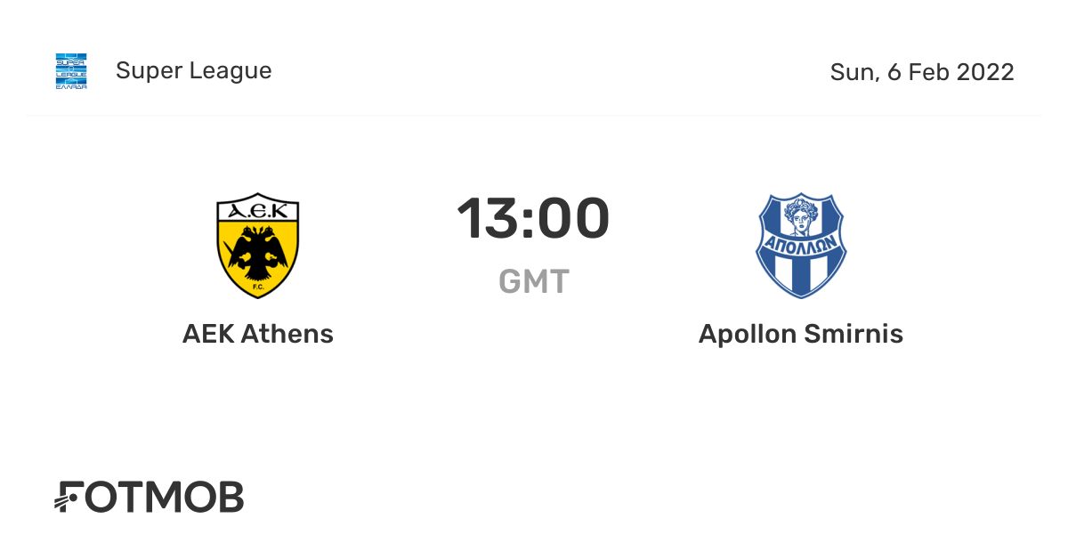 AEK Athens vs Apollon Smirnis live score, predicted lineups and H2H