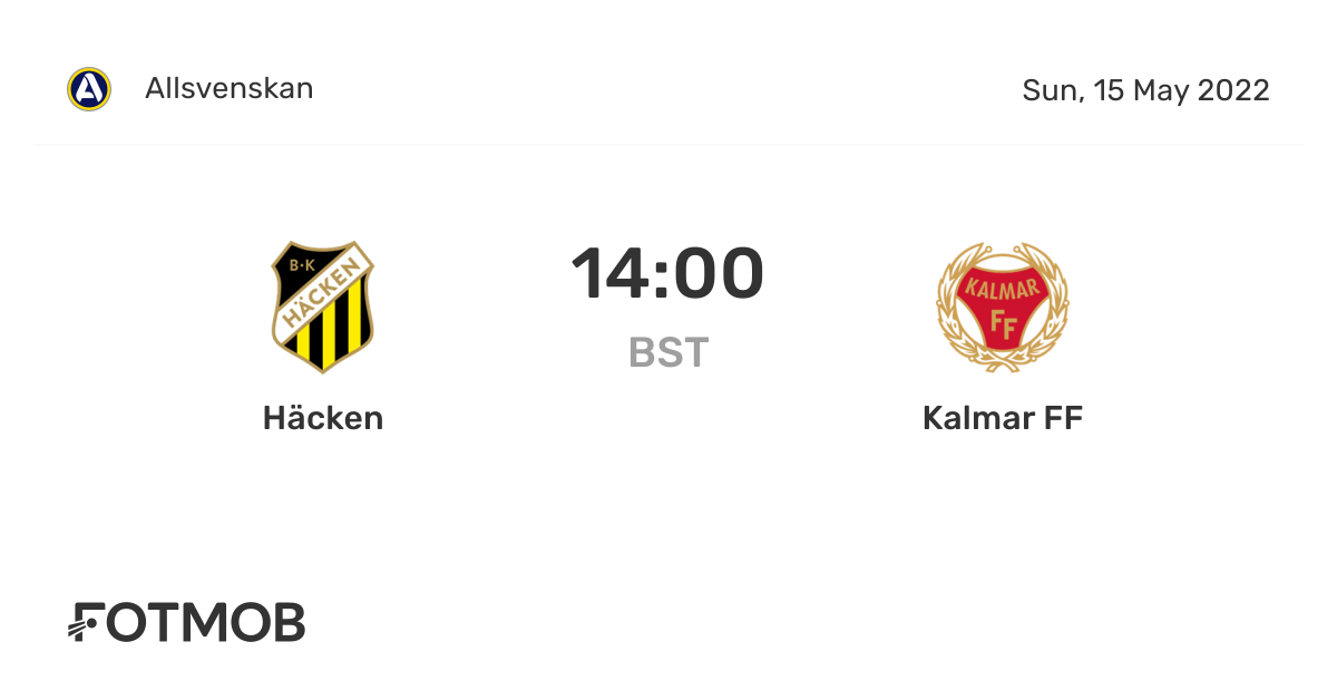 Häcken vs Kalmar FF live score, predicted lineups and H2H stats.