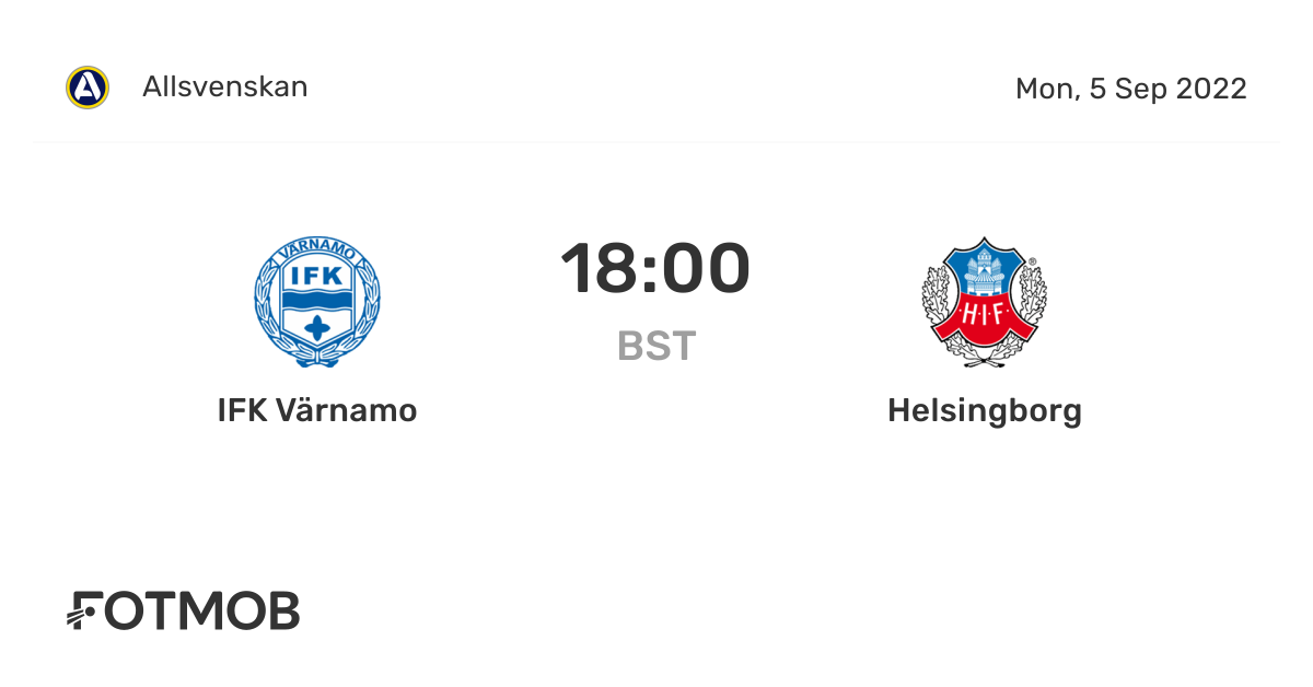 IFK Värnamo vs Allsvenskan on Mon, Sep 5, 2022, 1700 UTC