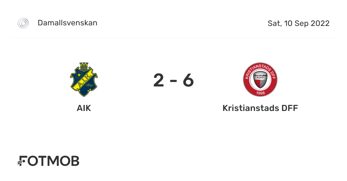 AIK vs Kristianstads DFF - live score, predicted lineups and H2H stats.
