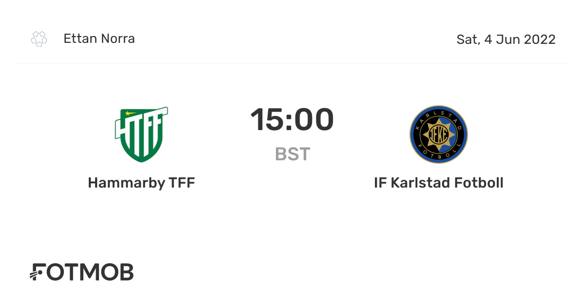 Hammarby TFF vs IF Karlstad live score, predicted lineups and H2H stats.