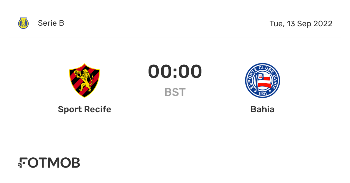 Sport Recife vs Bahia - live score, predicted lineups and H2H stats.