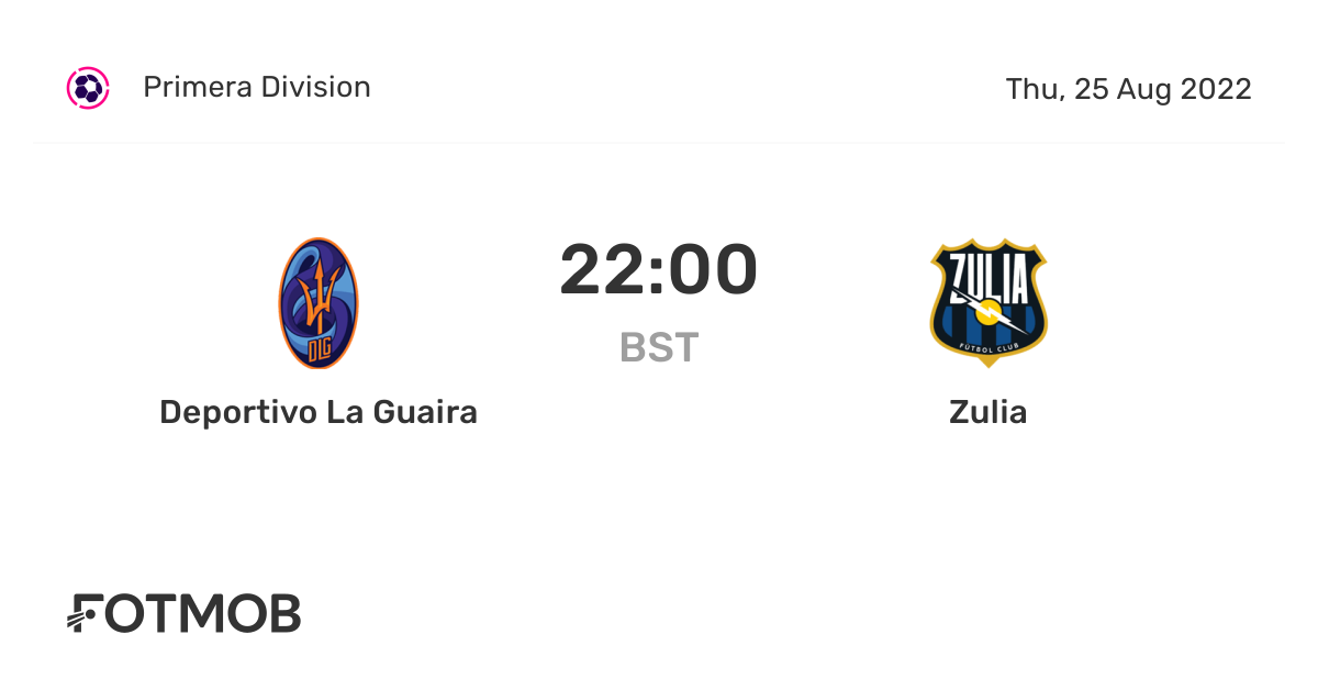 Deportivo La Guaira vs Zulia, Primera Division on Thu, Aug 25, 2022, 21