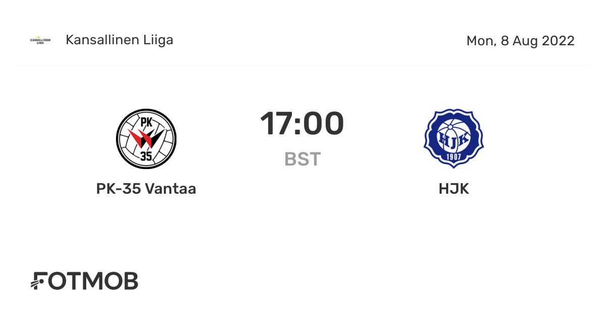 Pk 35 Vantaa W Vs Hjk W On Mon Aug 8 22 16 00 Utc Live Results Lineups Shot Map And H2h