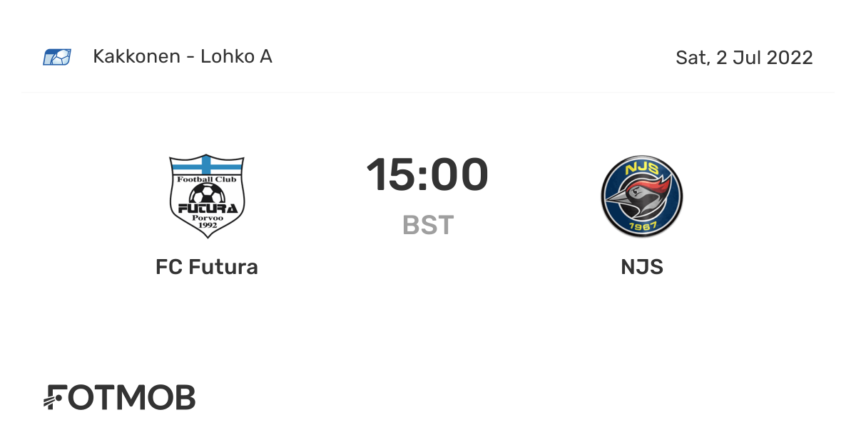 FC Futura vs NJS live score, predicted lineups and H2H stats.