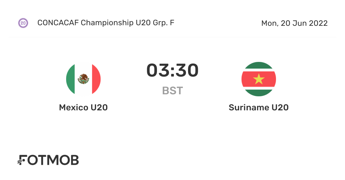 Mexico U20 vs Suriname U20 - live score, predicted lineups and H2H stats.