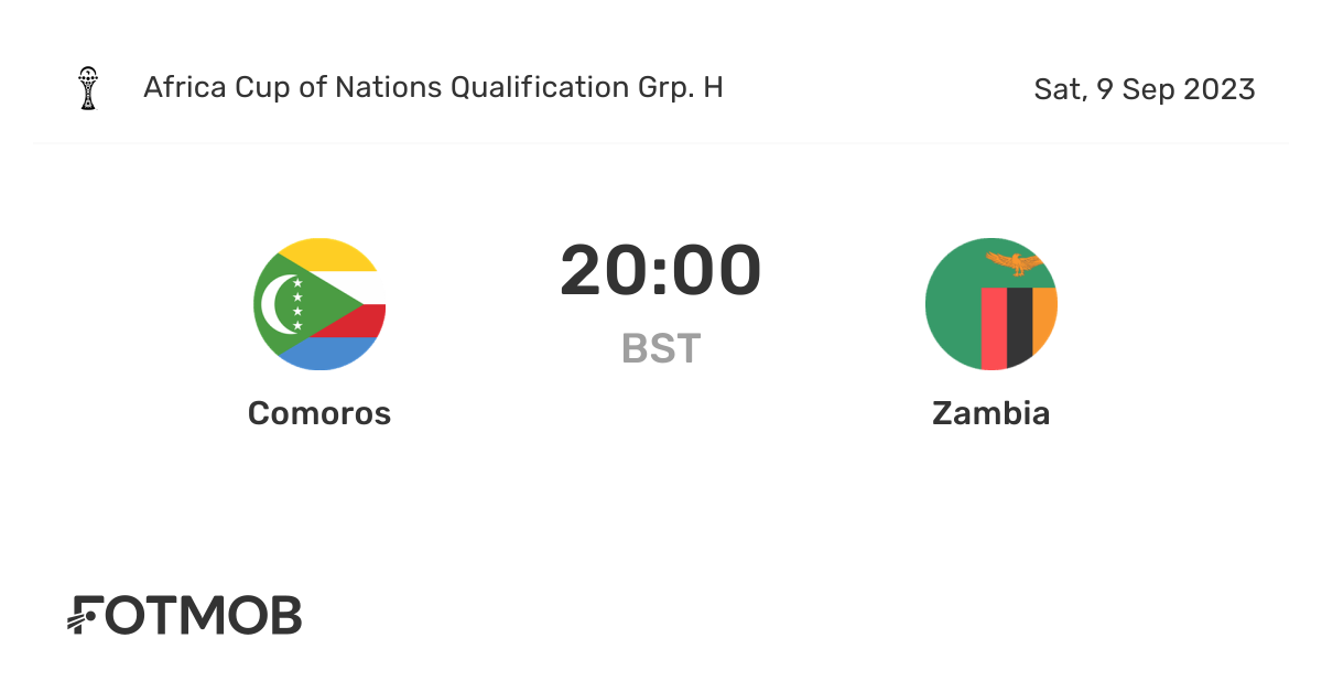 Comoros vs Zambia live score, predicted lineups and H2H stats.