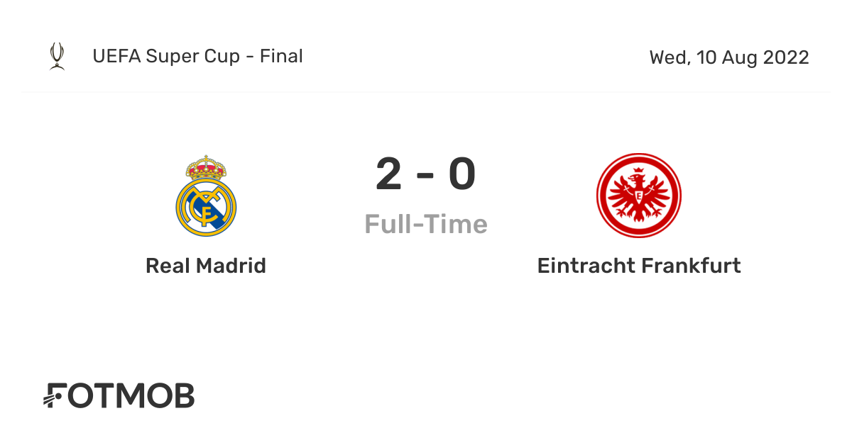 Real Madrid Vs Eintracht Frankfurt Uefa Super Cup On Wed Aug 10 22 19 00 Utc