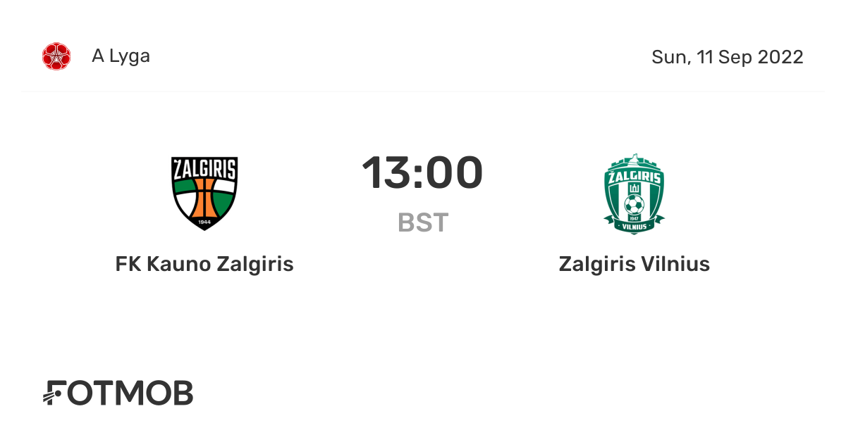 FK Kauno Zalgiris vs Zalgiris Vilnius