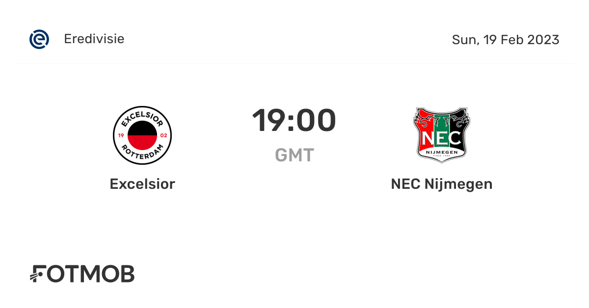 Excelsior vs NEC Nijmegen live score, predicted lineups and H2H stats.