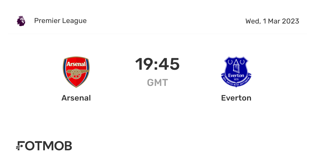Arsenal vs Everton live score, predicted lineups and H2H stats.