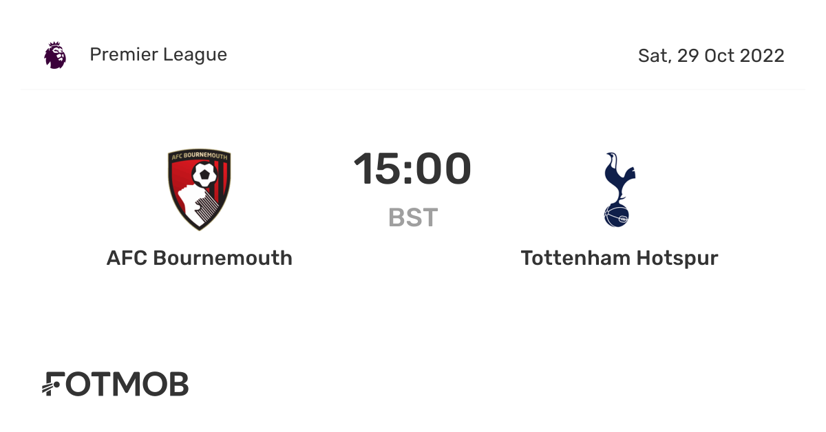 AFC Bournemouth vs Tottenham Hotspur live score, predicted lineups and H2H stats.