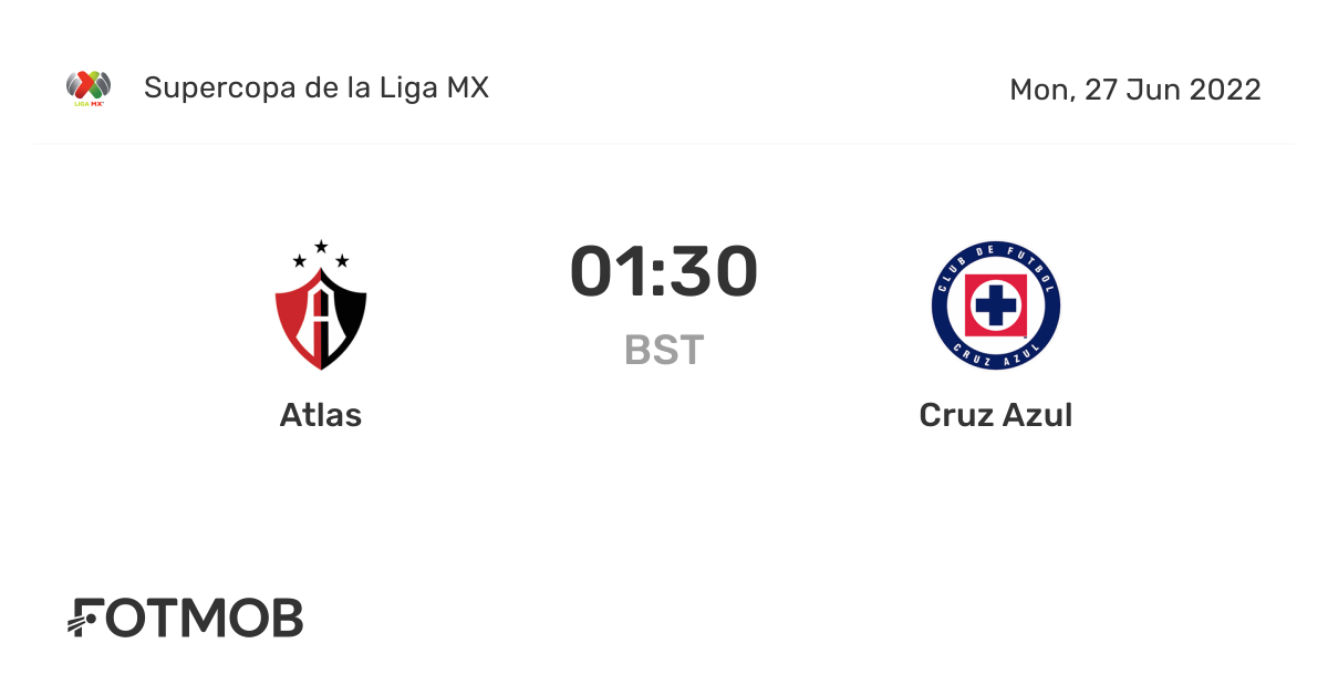Atlas vs Cruz Azul live score, predicted lineups and H2H stats.
