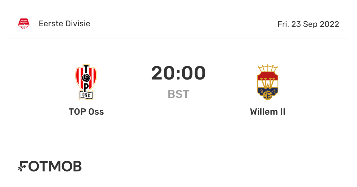 TOP Oss vs Willem II live score, predicted lineups and H2H stats.