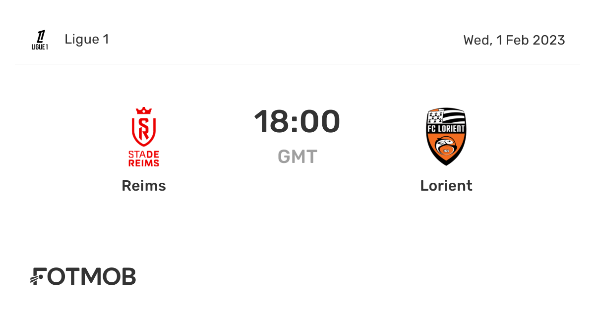 Reims vs Lorient - live score, predicted lineups and H2H stats.