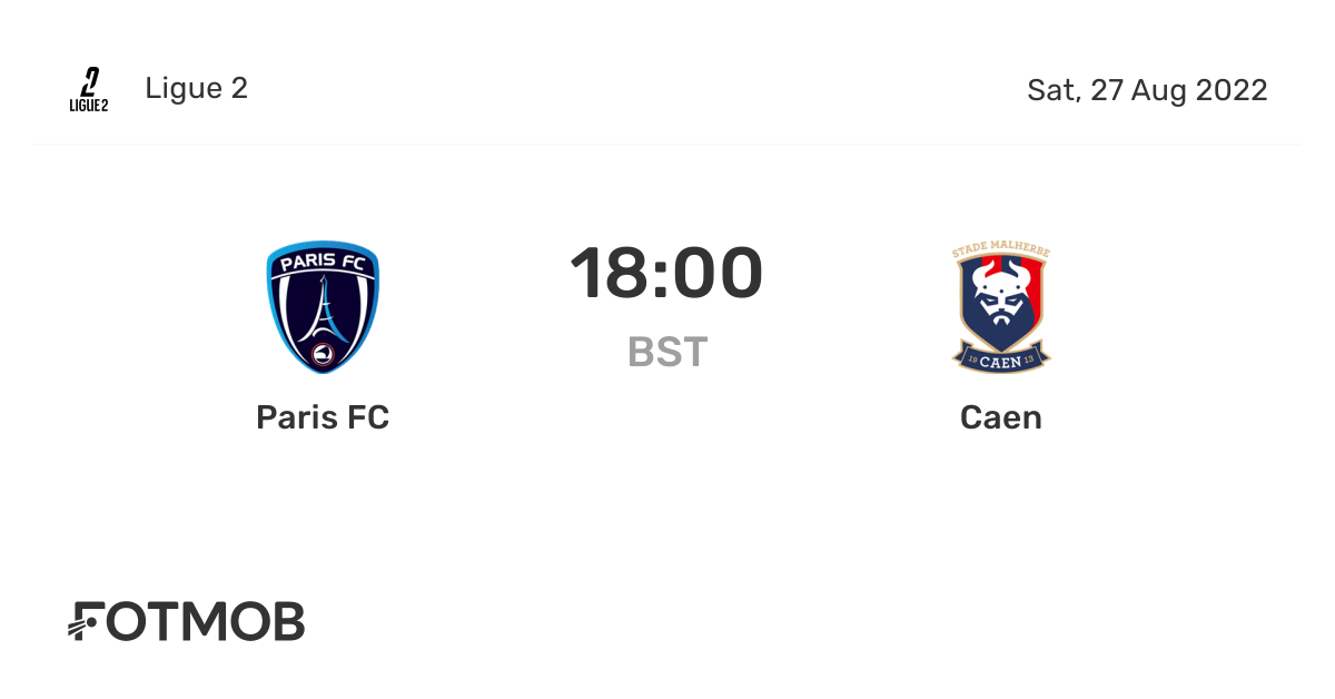 Paris FC vs Caen - live score, predicted lineups and H2H stats.