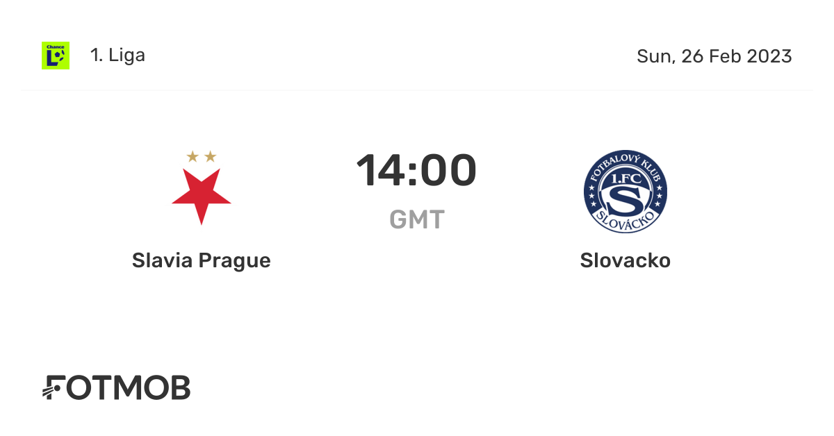 Slavia Prague vs Slovacko live score, predicted lineups and H2H stats.