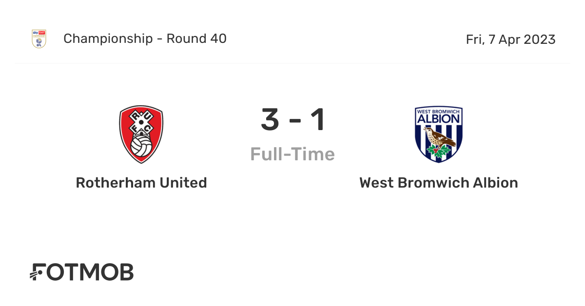 Rotherham United vs West Bromwich Albion live score, predicted