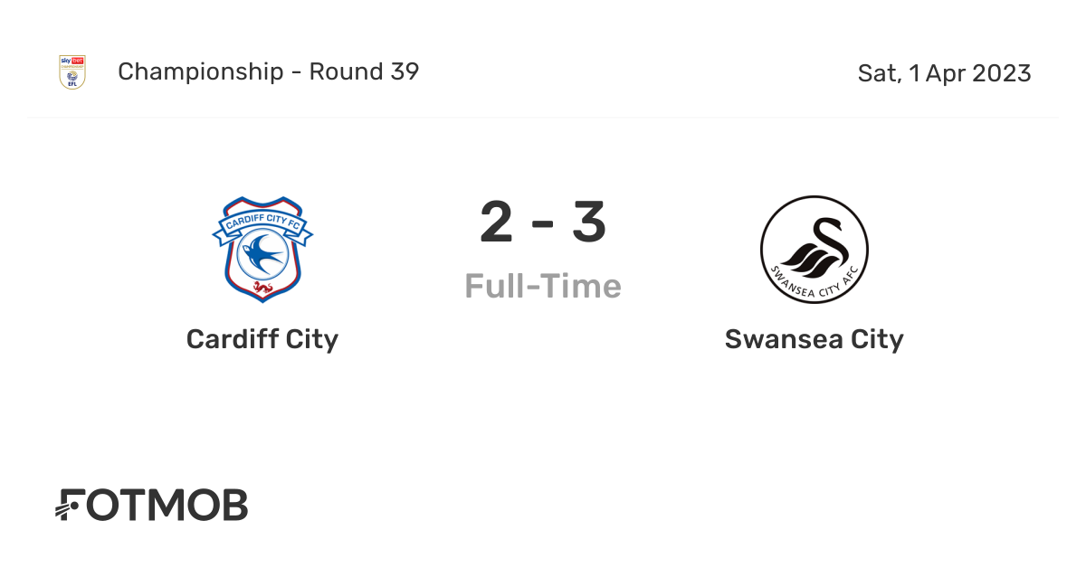 Cardiff City vs Swansea City live score, predicted lineups and H2H stats.