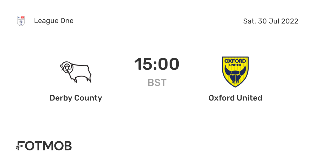Derby County vs Oxford United live score, predicted lineups and H2H