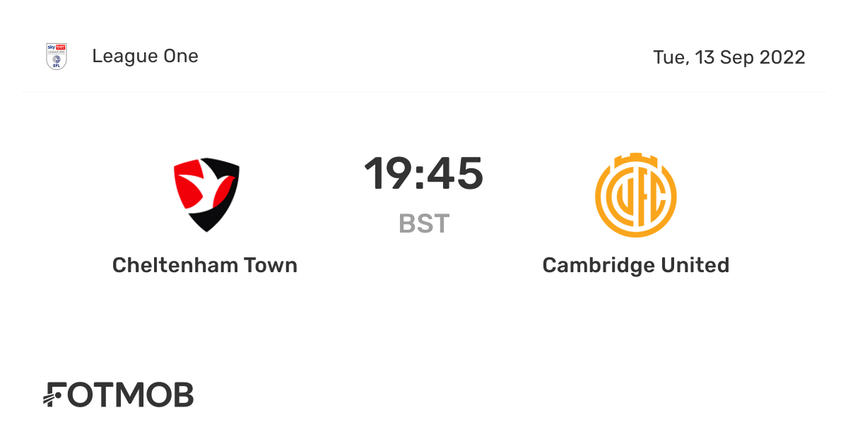 Cheltenham Town vs Cambridge United live score, predicted lineups and H2H stats.
