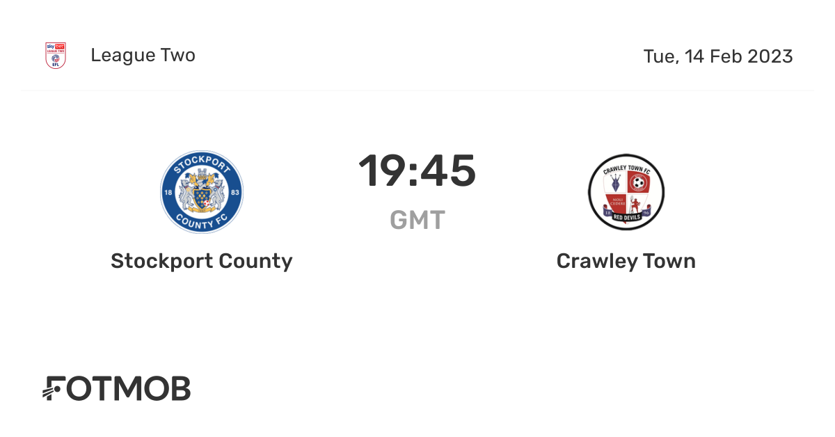 Stockport County vs Crawley Town live score, predicted lineups and