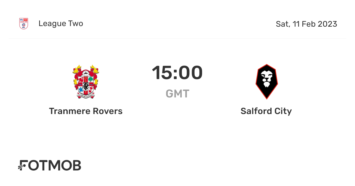 Tranmere Rovers vs Salford City live score, predicted lineups and H2H