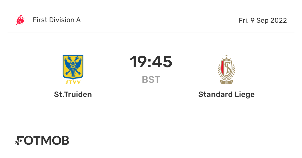 St.Truiden vs Standard Liege live score, predicted lineups and H2H stats.