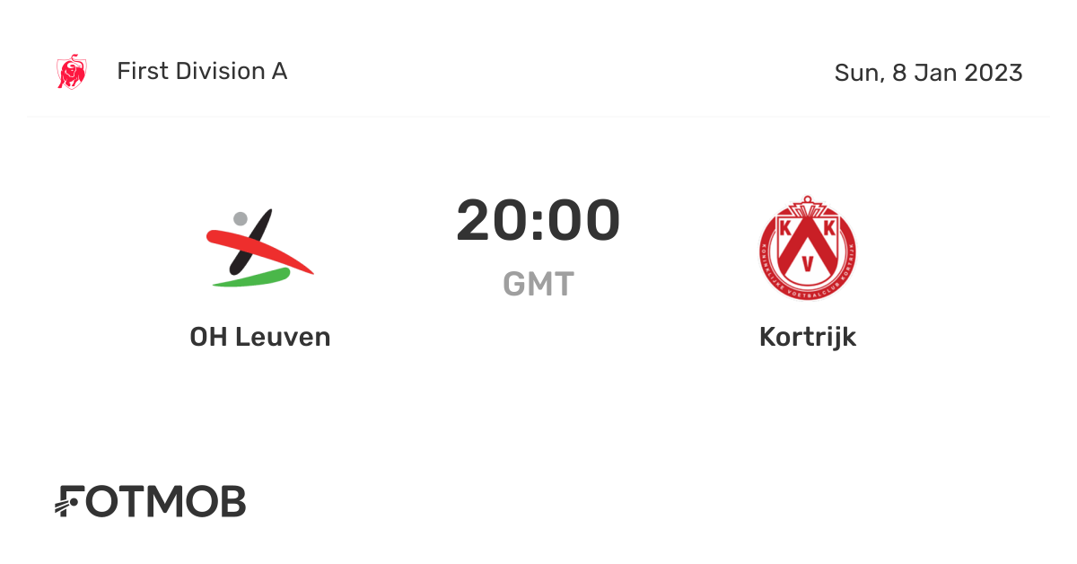 OH Leuven vs Kortrijk, First Division A on Sun, Jan 8, 2023, 2000 UTC
