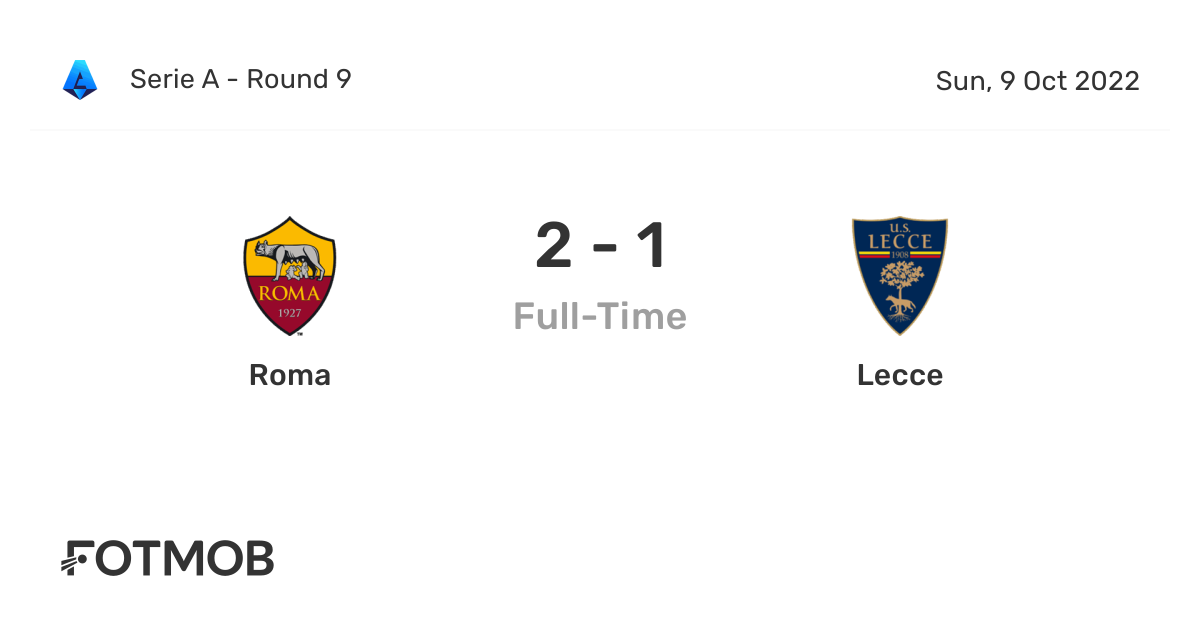Roma vs Lecce live score, predicted lineups and H2H stats.