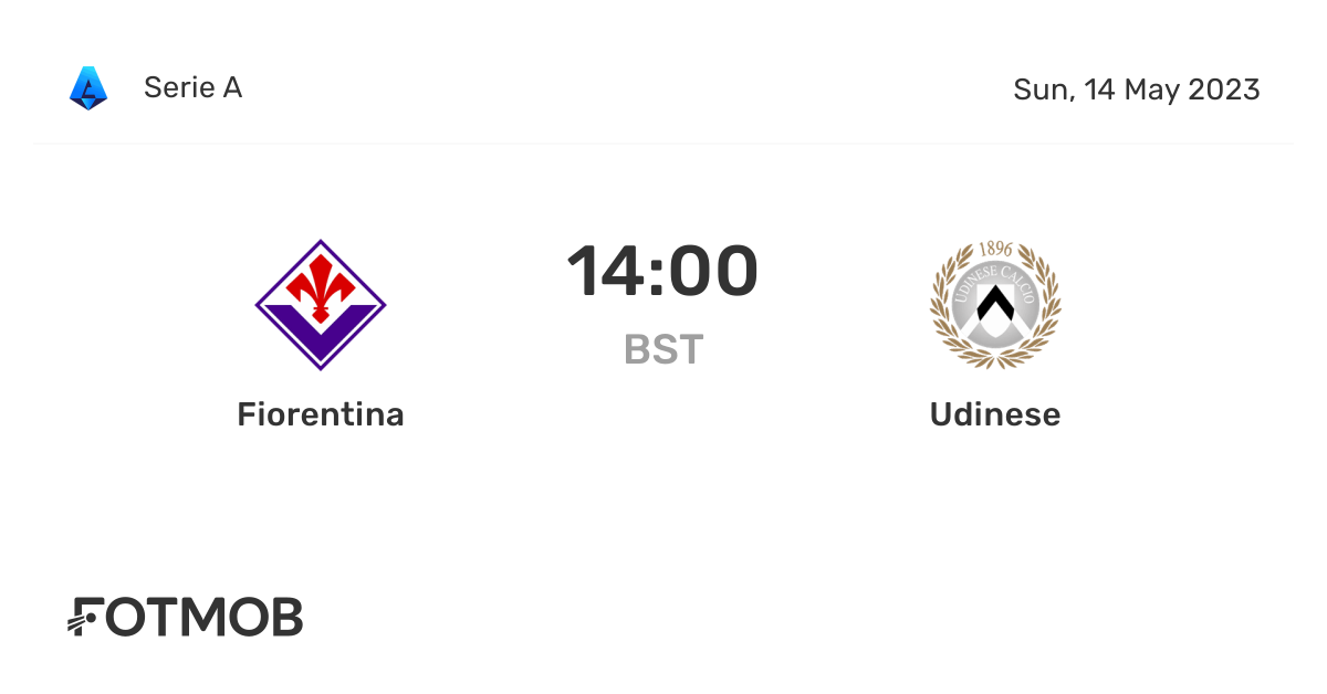 Fiorentina vs Udinese live score, predicted lineups and H2H stats.